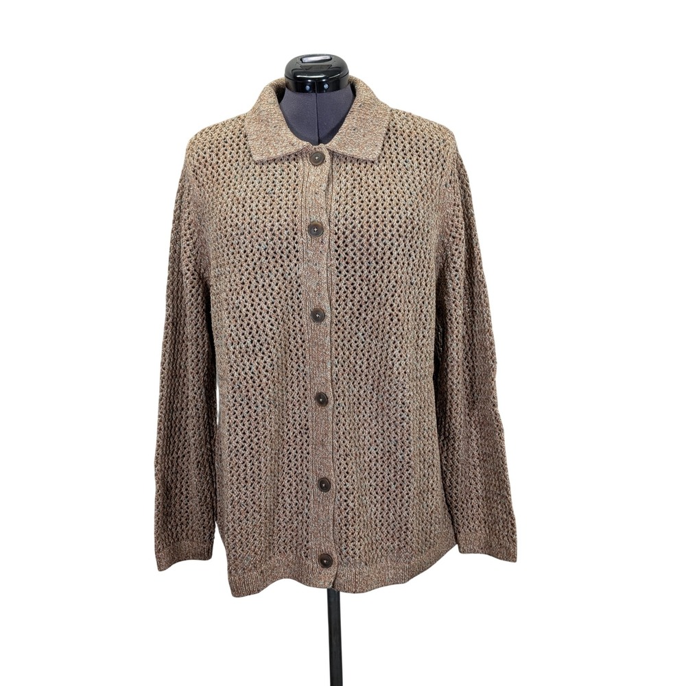 J Jill XL Rattan‎ Multi Open Knit Collared Cardigan Jacket NWT